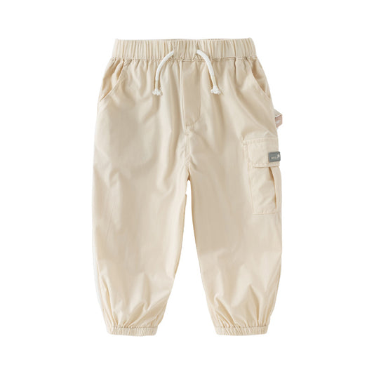 Dave&Bella Toddler Boys Summer Apricot/Purple Breathable Drawstring Pants