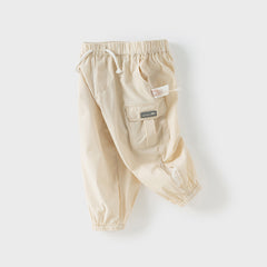Dave&Bella Toddler Boys Summer Apricot/Purple Breathable Drawstring Pants