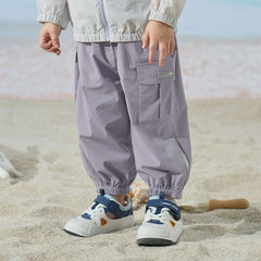 Dave&Bella Toddler Boys Summer Apricot/Purple Breathable Drawstring Pants