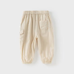 Dave&Bella Toddler Boys Summer Apricot/Purple Breathable Drawstring Pants
