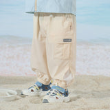 Dave&Bella Toddler Boys Summer Apricot/Purple Breathable Drawstring Pants