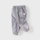 Dave&Bella Toddler Boys Summer Apricot/Purple Breathable Drawstring Pants