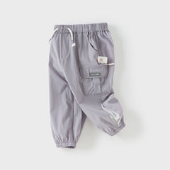 Dave&Bella Toddler Boys Summer Apricot/Purple Breathable Drawstring Pants