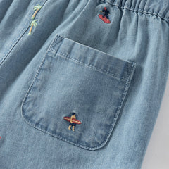 Dave&Bella Toddler Boys Summer Versatile Denim Blue Jeans Shorts