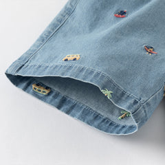 Dave&Bella Toddler Boys Summer Versatile Denim Blue Jeans Shorts