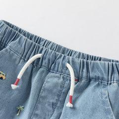 Dave&Bella Toddler Boys Summer Versatile Denim Blue Jeans Shorts