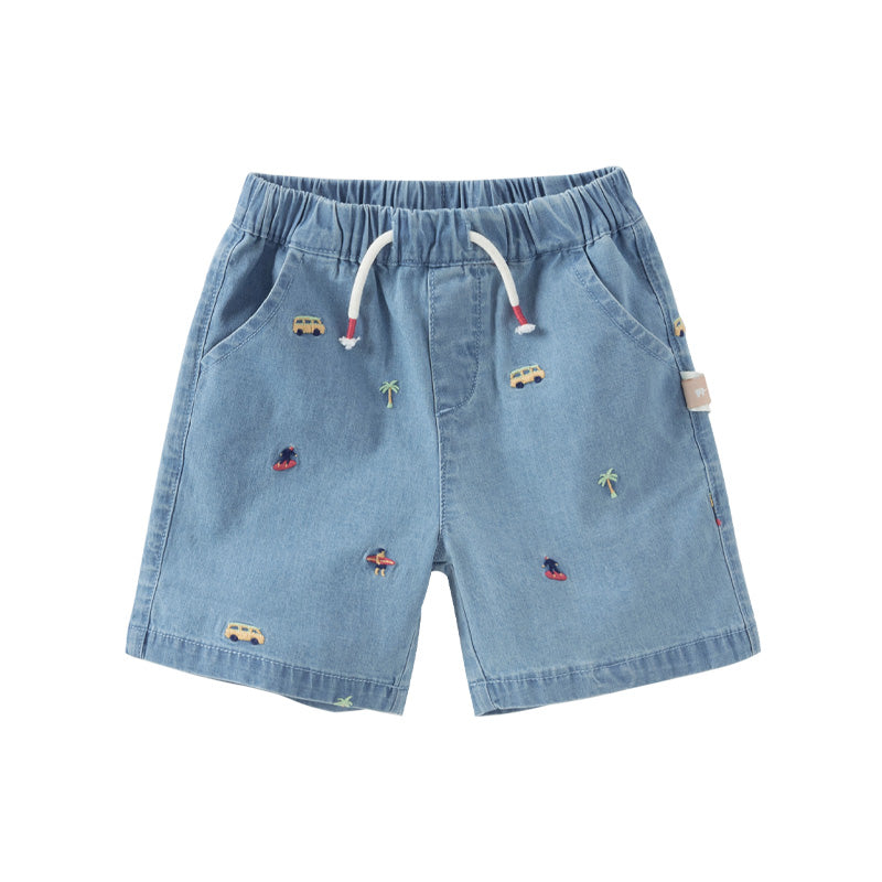 Dave&Bella Toddler Boys Summer Versatile Denim Blue Jeans Shorts