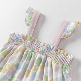 Dave&Bella Baby Girls Summer Floral Print Indoor Sleeveless Spaghetti-strap Rompers