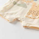 Dave&Bella Baby Boys Summer Playful Animal Print Yellow Indoor Soft Rompers