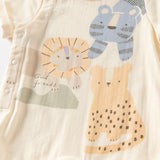 Dave&Bella Baby Boys Summer Playful Animal Print Yellow Indoor Soft Rompers