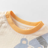Dave&Bella Baby Boys Summer Playful Animal Print Yellow Indoor Soft Rompers