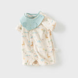 Dave&Bella Baby Girls Summer Cute Green/Pink Short sleeve Soft Rompers(bid)