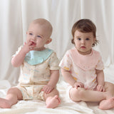 Dave&Bella Baby Girls Summer Cute Green/Pink Short sleeve Soft Rompers(bid)