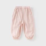 Dave&Bella Toddler Girls/Boys Summer Casual Pink/Light Khaki Drawstring Pants