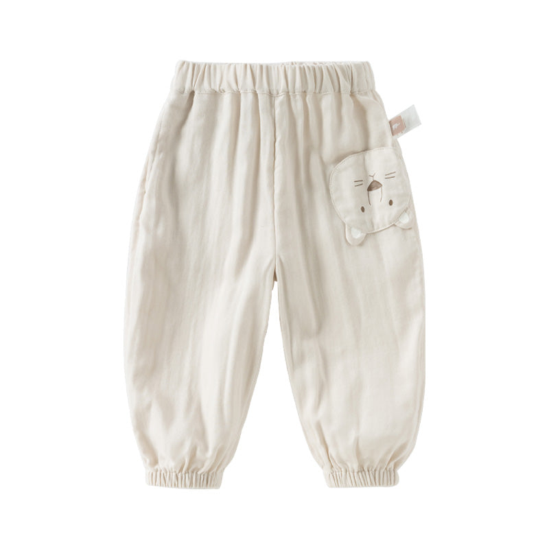 Dave&Bella Toddler Girls/Boys Summer Casual Pink/Light Khaki Drawstring Pants