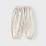 Dave&Bella Toddler Girls/Boys Summer Casual Pink/Light Khaki Drawstring Pants