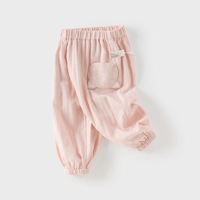 Dave&Bella Toddler Girls/Boys Summer Casual Pink/Light Khaki Drawstring Pants