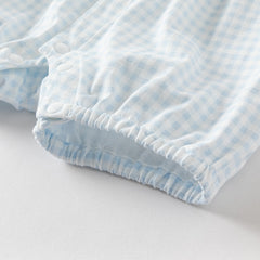 Dave&Bella Baby Boys Summer Blue White Plaid Breathable Cotton Rompers