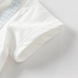 Dave&Bella Baby Boys Summer Blue White Plaid Breathable Cotton Rompers