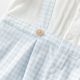 Dave&Bella Baby Boys Summer Blue White Plaid Breathable Cotton Rompers