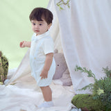 Dave&Bella Baby Boys Summer Blue White Plaid Breathable Cotton Rompers