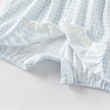 Dave&Bella Baby Boys Summer Blue White Plaid Breathable Cotton Rompers