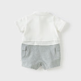 Dave&Bella Baby Boys Summer Beige Soft Cotton Indoor Rompers
