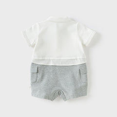 Dave&Bella Baby Boys Summer Beige Soft Cotton Indoor Rompers