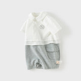 Dave&Bella Baby Boys Summer Beige Soft Cotton Indoor Rompers