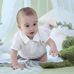 Dave&Bella Baby Boys Summer Beige Soft Cotton Indoor Rompers