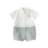 Dave&Bella Baby Boys Summer Beige Soft Cotton Indoor Rompers