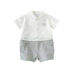 Dave&Bella Baby Boys Summer Beige Soft Cotton Indoor Rompers