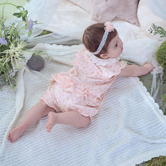 Dave&Bella Baby Girls Summer Sweet Pink Floral Print Cotton Lightweight Rompers
