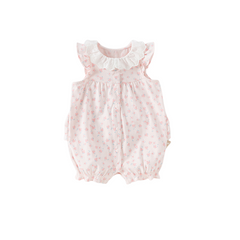 Dave&Bella Baby Girls Summer Sweet Pink Floral Print Cotton Lightweight Rompers