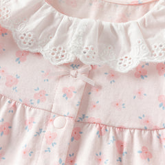 Dave&Bella Baby Girls Summer Sweet Pink Floral Print Cotton Lightweight Rompers