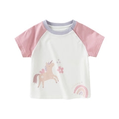 Dave&Bella Toddler Girls/Boys Summer Playful Multi-Print T-shirts Tops