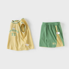 Dave&Bella Boys Summer Vest Sports Two-Piece Set