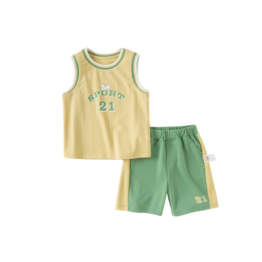 Dave&Bella Boys Summer Vest Sports Two-Piece Set