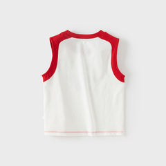 Dave&Bella Toddler Boys Summer Casual White Sleeveless Soft Cotton Everyday Tank Tops