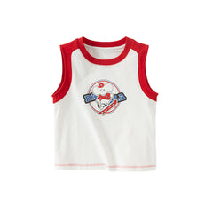 Dave&Bella Toddler Boys Summer Casual White Sleeveless Soft Cotton Everyday Tank Tops