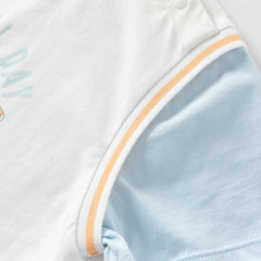 Dave&Bella Toddler Boys Summer Ice Blue/Yellow Breathable Cotton T-shirt Tops