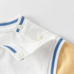 Dave&Bella Toddler Boys Summer Ice Blue/Yellow Breathable Cotton T-shirt Tops