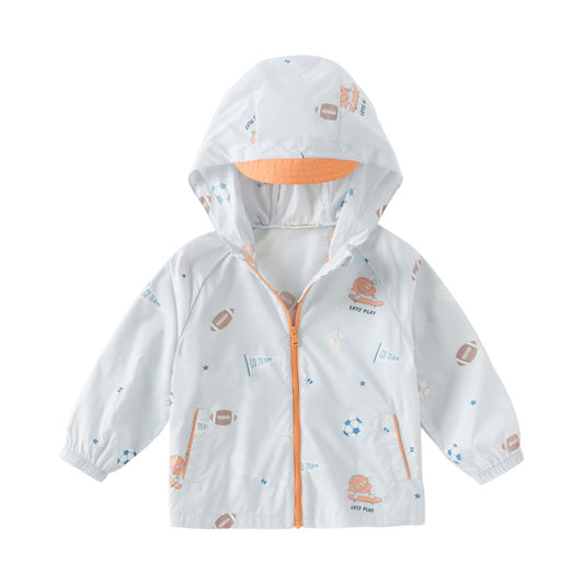 Dave&Bella Toddler Boys Summer Grey Blue Outdoor UV-protection Sunscreen Jackets
