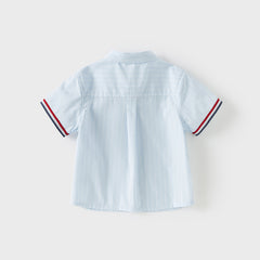 Dave&Bella Boys Summer Cotton Blue White Striped Formal Shirt Top
