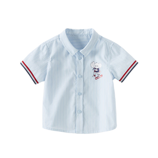 Dave&Bella Boys Summer Cotton Blue White Striped Formal Shirt Top