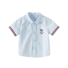 Dave&Bella Boys Summer Cotton Blue White Striped Formal Shirt Top