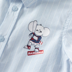 Dave&Bella Boys Summer Cotton Blue White Striped Formal Shirt Top