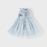 Dave&Bella Girl Summer Classic Blue Purple Mesh Princess Sleeveless Dress