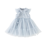 Dave&Bella Girl Summer Classic Blue Purple Mesh Princess Sleeveless Dress