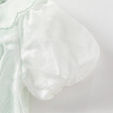 Dave&Bella Girls Summer Charming Green Mesh Bubble Sleeve Princess Dress